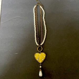 Bird pendant with pearl and metal chain necklace!!